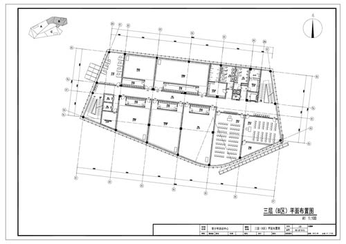 青少年活動(dòng)中心施工圖深化設(shè)計(jì)三層B區(qū)平面布置圖