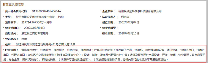 信息科技公司經營范圍參考圖